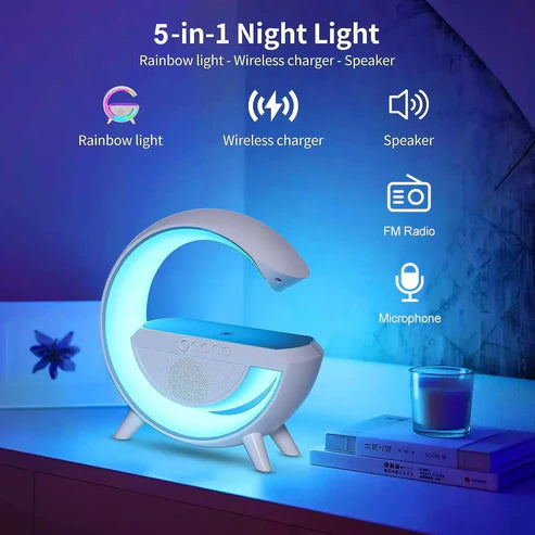 Wireless G Lamp 3-in-1 – مصباح ذكي بإضاءة LED وشحن لاسلكي وسماعة بلوتوث