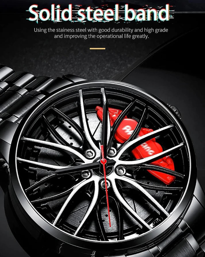 Racing Car Rim Watch for Men | ساعة رجالية بتصميم جنوط سيارة رياضية – KSA